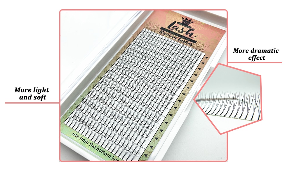 0.7-0.15 mm Thickness Premade Eyelashes 16 Rows Set