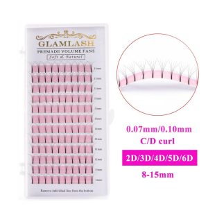 Ensemble de faux cils préfabriqués à tige longue courbure C/D