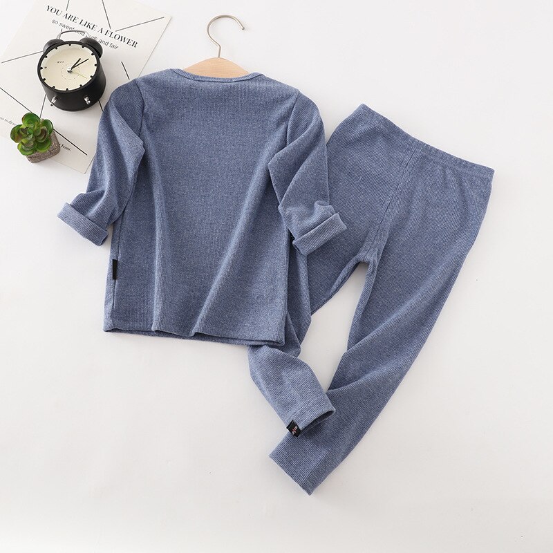 Long Sleeve Solid Color Baby Pajama Set