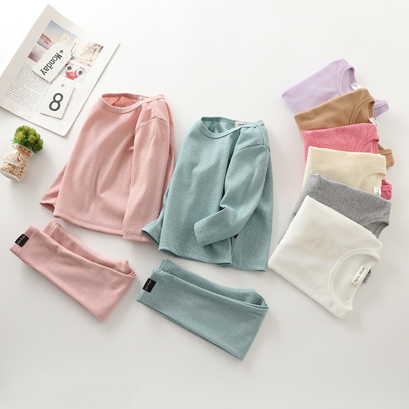 Long Sleeve Solid Color Baby Pajama Set