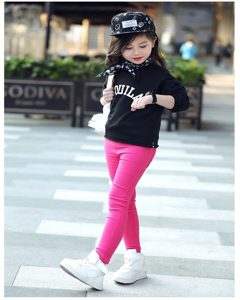 Girls Elastic Pencil Pants