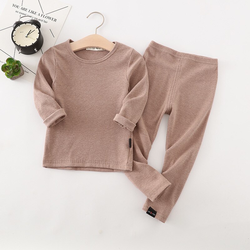 Long Sleeve Solid Color Baby Pajama Set Long Sleeve Solid Color Baby Pajama Set