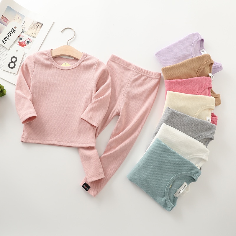 Ensemble pyjama bébé à manches longues couleur unie – Image 4