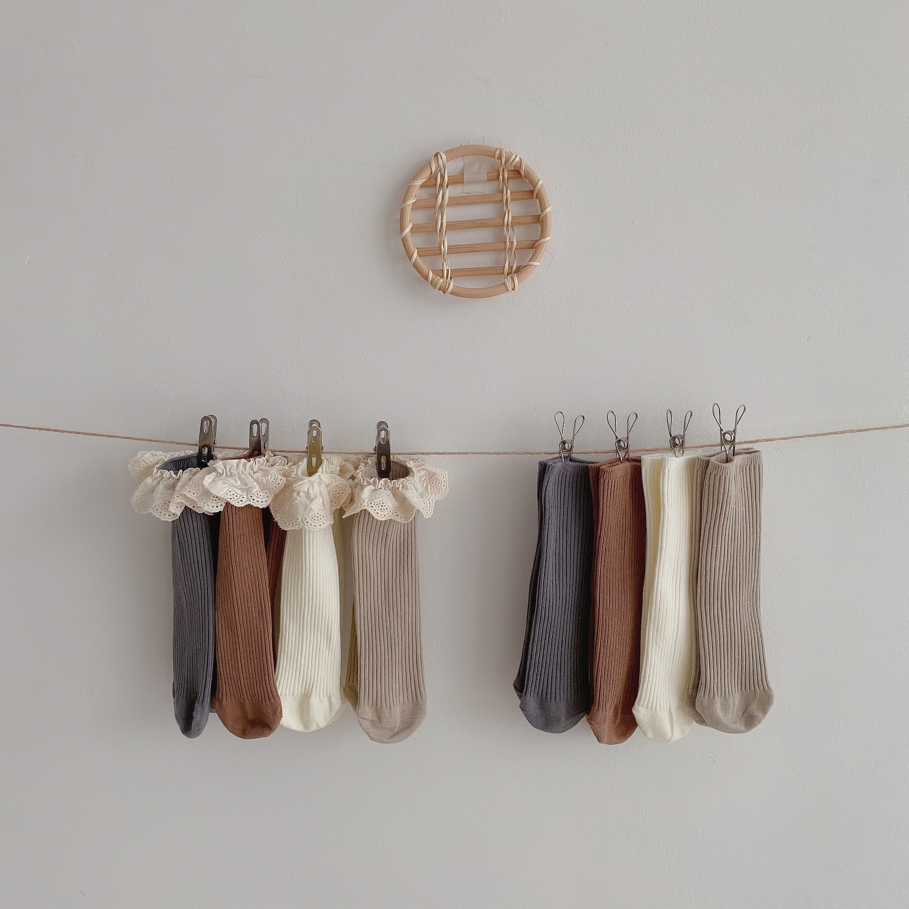 Chaussettes en coton doux mi-mollet pour bébés filles, lot de 4 – Image 7