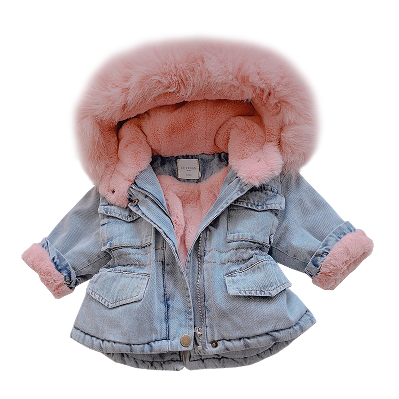 Belle veste en jean et fourrure de lapin pour bébé fille – Image 7